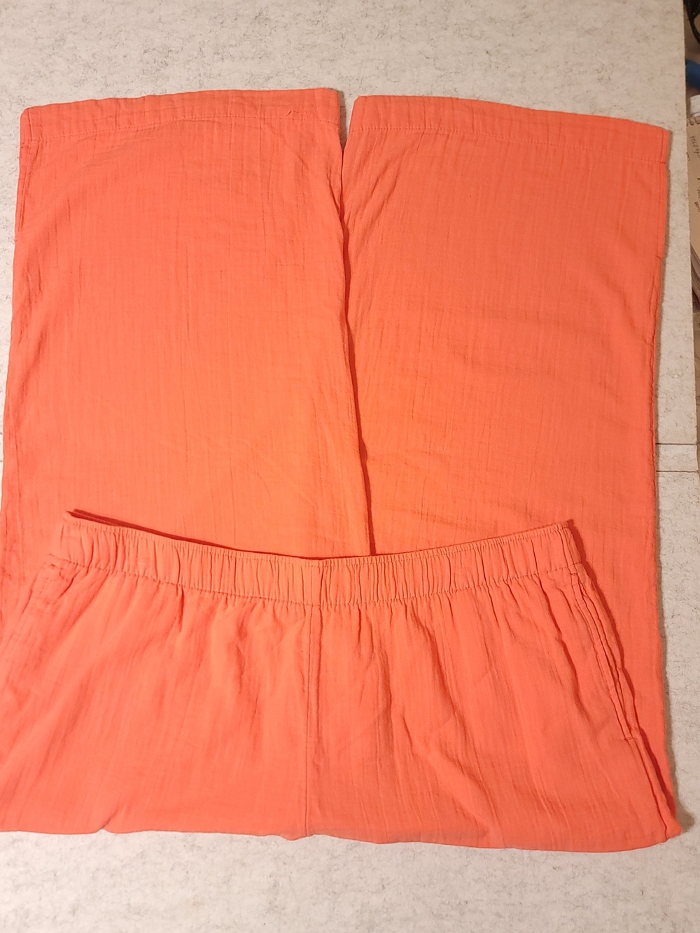 Old Navy Coral Tropics Demi Wide Leg Cotton Gauze Pants Womens XXL